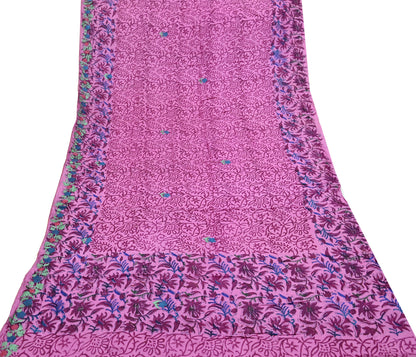 Women Indian Vintage Pink Dupatta Long Stole Pure silk Block Printed Dupatta Veil Scarves soft Boho Wrap Dressmaking