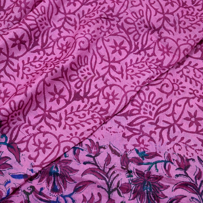 Women Indian Vintage Pink Dupatta Long Stole Pure silk Block Printed Dupatta Veil Scarves soft Boho Wrap Dressmaking