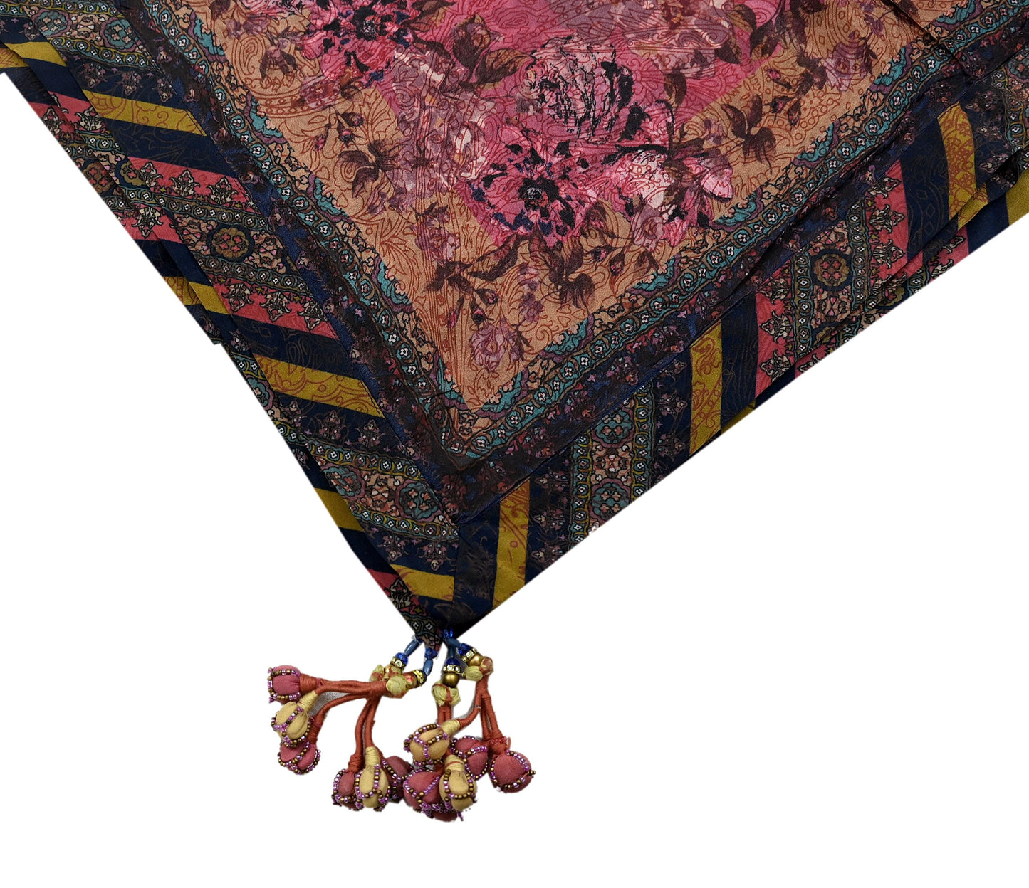 Women Indian Vintage Dupatta Pink Long Stole Pure silk Printed Dupatta Veil Scarves soft Boho Wrap Dressmaking Floral Design
