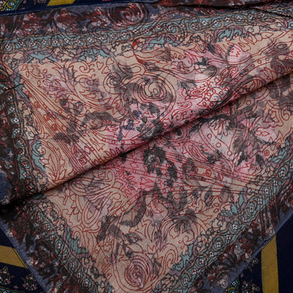 Women Indian Vintage Dupatta Pink Long Stole Pure silk Printed Dupatta Veil Scarves soft Boho Wrap Dressmaking Floral Design