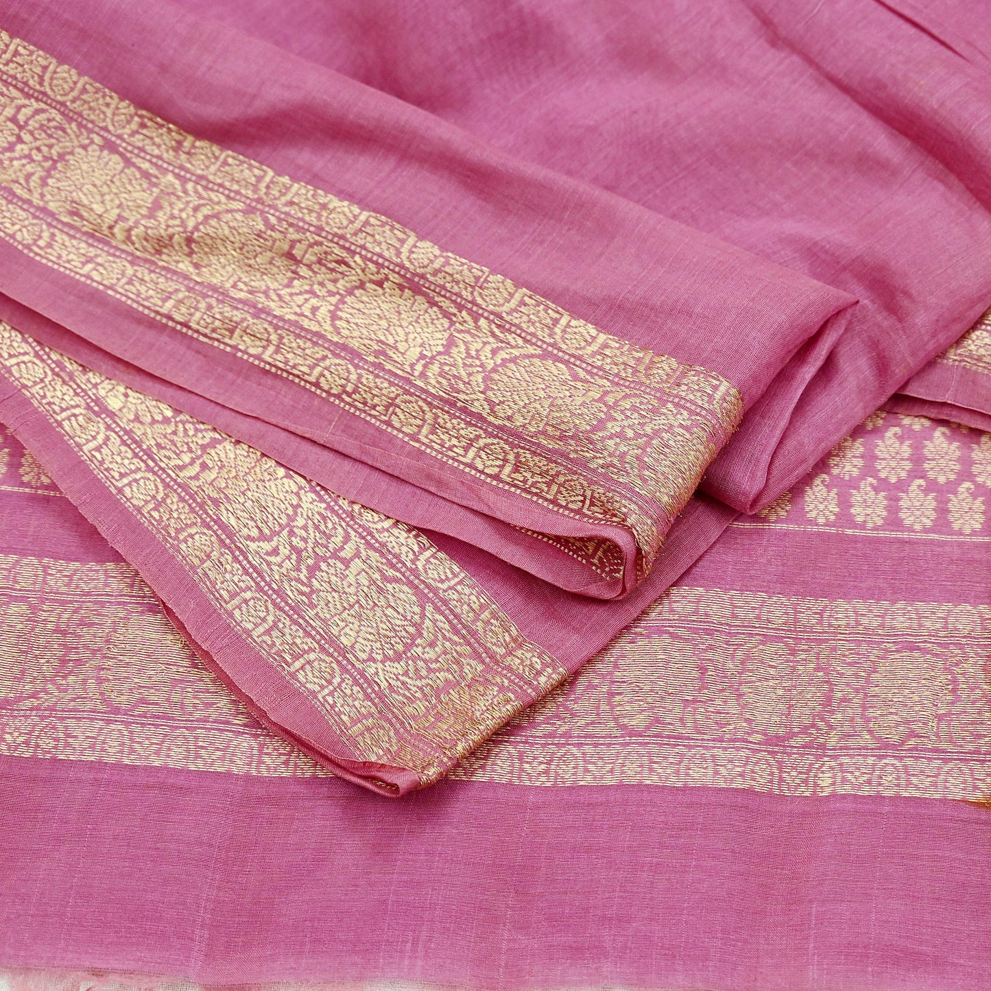 Indian Vintage Dupatta Pink Long Stole Hand Woven Pure Chanderi Silk Scarves Veil Zari Soft Fringes Scarf Wrap Boho