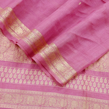 Indian Vintage Dupatta Pink Long Stole Hand Woven Pure Chanderi Silk Scarves Veil Zari Soft Fringes Scarf Wrap Boho