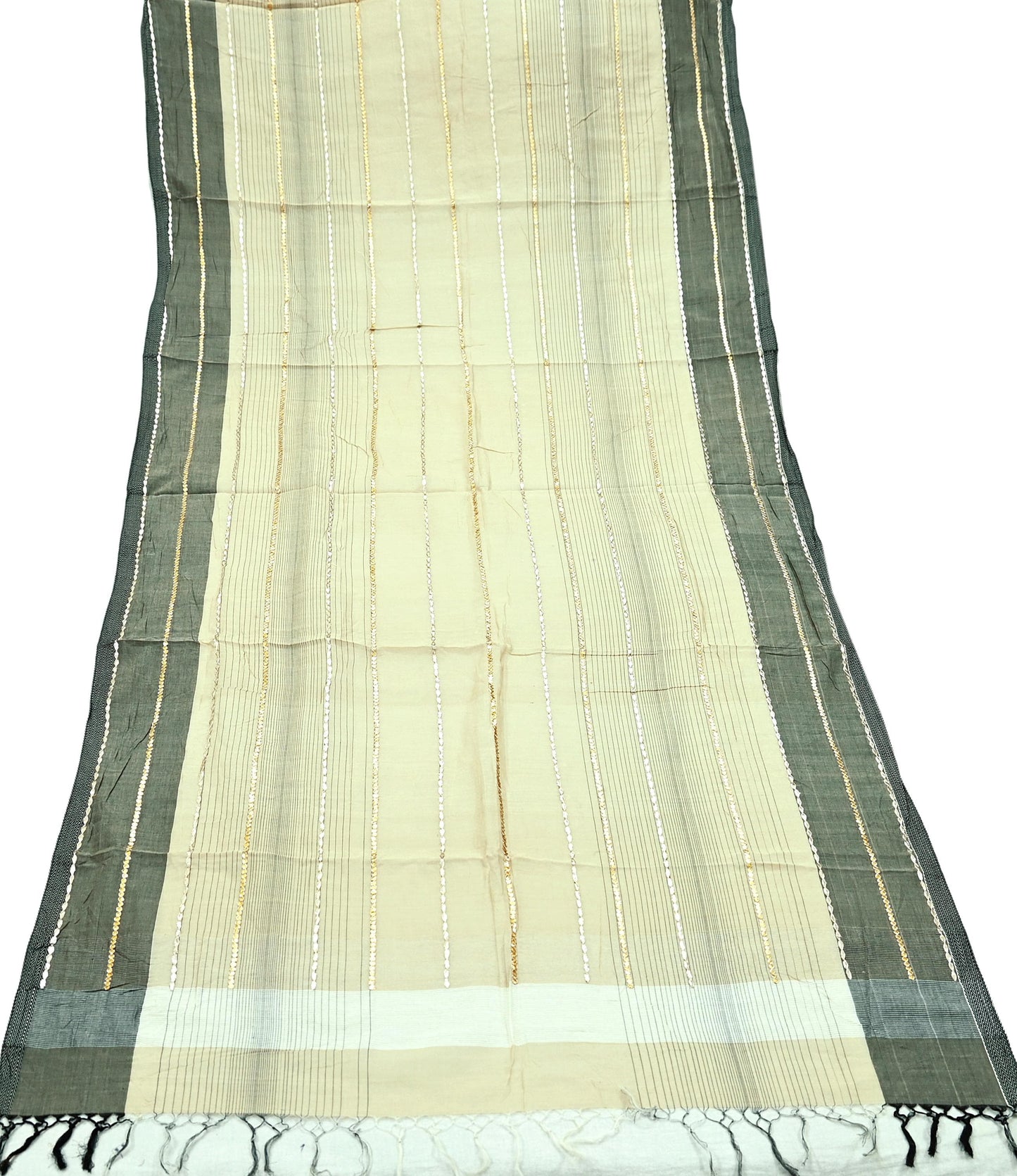Indian Vintage Dupatta Ivory Long Stole Pure Silk Hand Embroidered Woven Fabric Scarves Veil Scarf Wrap Soft Hijab Party wear veil