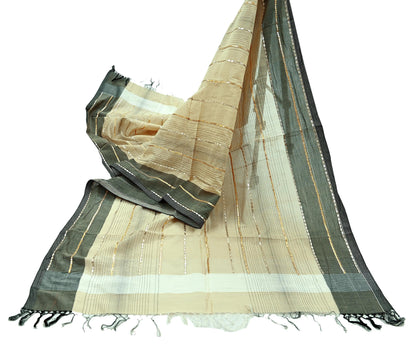 Indian Vintage Dupatta Ivory Long Stole Pure Silk Hand Embroidered Woven Fabric Scarves Veil Scarf Wrap Soft Hijab Party wear veil