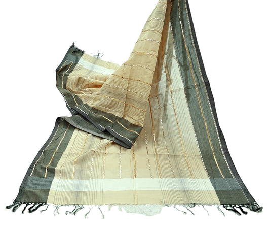 Indian Vintage Dupatta Ivory Long Stole Pure Silk Hand Embroidered Woven Fabric Scarves Veil Scarf Wrap Soft Hijab Party wear veil