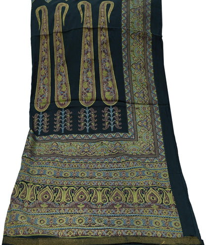 Indian Vintage Black Dupatta Long Stole ajrakh hand block print Pure Cotton Scarves Scarf Veil Wrap Boho Soft Paisley