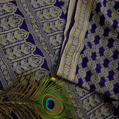 Indian Vintage Sari Purple Pure Cotton Hand Woven Sarees Craft Fabric 6yd Ethnic Floral Crafting Upcycle Quilting Dress Making Quilting