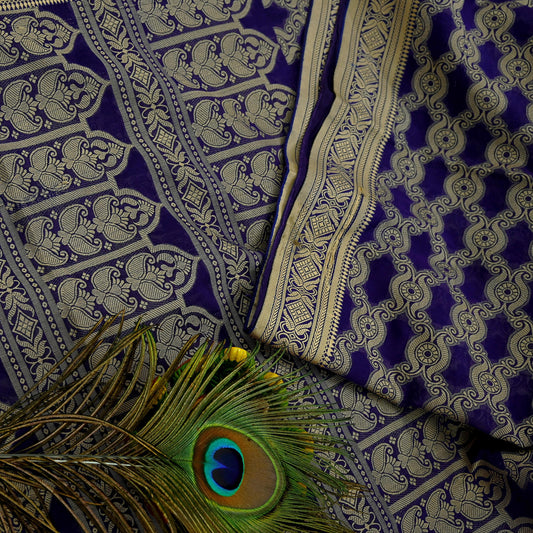 Indian Vintage Sari Purple Pure Cotton Hand Woven Sarees Craft Fabric 6yd Ethnic Floral Crafting Upcycle Quilting Dress Making Quilting