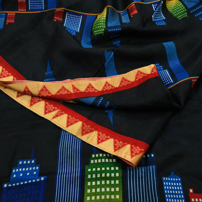 Indian Vintage Sari Black Printed Pure Silk Sarees Craft Fabric 6yd Sewing Floral Soft Dress Designing  for Crafting Quilting Upcycle Wrap