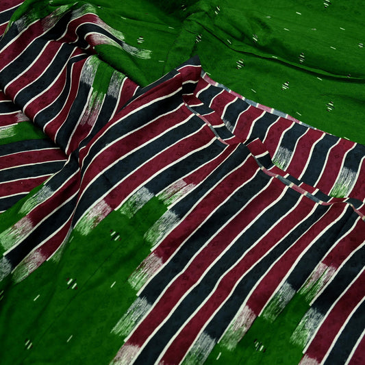 Indian Vintage Sari Green Pure Silk Printed Sarees 6yd Sewing Craft Fabric Dress Making  Soft Floral Wrap Upcycle Used Quilting Crafting
