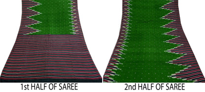Indian Vintage Sari Green Pure Silk Printed Sarees 6yd Sewing Craft Fabric Dress Making  Soft Floral Wrap Upcycle Used Quilting Crafting