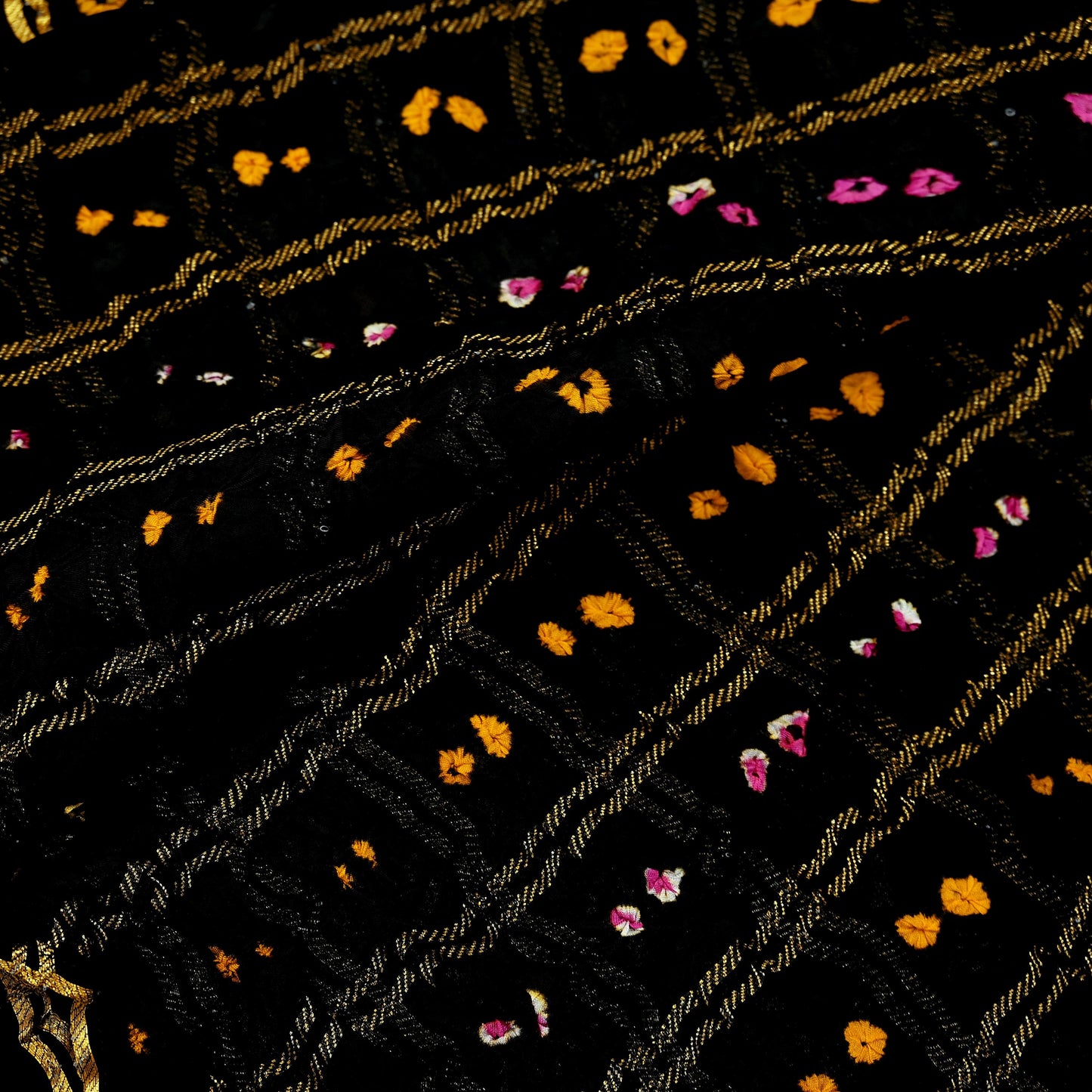 Women Indian Vintage Dupatta Black Long Stole Blend Silk Woven Bandhani Veil Scarves soft Boho Wrap Bridal/ Wedding Hijab