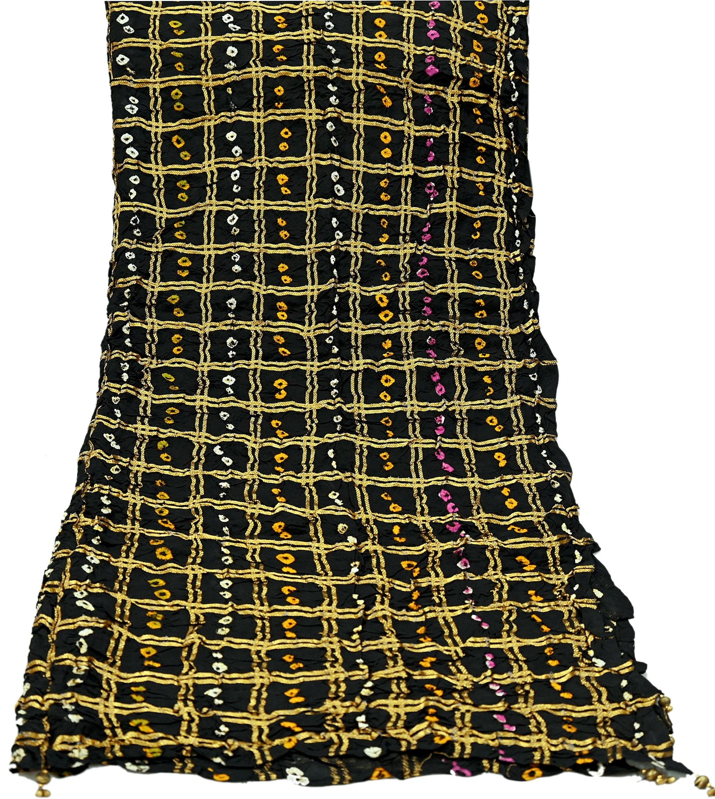 Women Indian Vintage Dupatta Black Long Stole Blend Silk Woven Bandhani Veil Scarves soft Boho Wrap Bridal/ Wedding Hijab