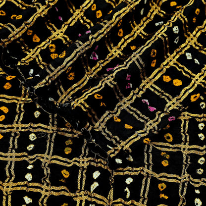 Women Indian Vintage Dupatta Black Long Stole Blend Silk Woven Bandhani Veil Scarves soft Boho Wrap Bridal/ Wedding Hijab