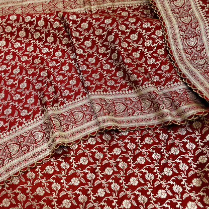 Indian Vintage Sari Maroon Heavy Wedding  Pure Satin Silk Woven Banarasi Brocade Sarees Zari 5Yd Dress making Crafting Quilting