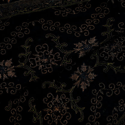 Indian Women Vintage Heavy Black Dupatta Pure silk Long Stole Hand Embroidered Hijab Scarves Veil Wrap Zari