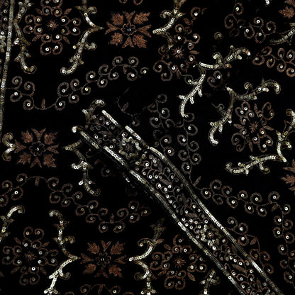 Indian Women Vintage Heavy Black Dupatta Pure silk Long Stole Hand Embroidered Hijab Scarves Veil Wrap Zari