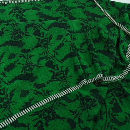 Indian Vintage Sari Green & Black Pure Crepe Silk Printed Sarees 5yd Sewing Floral Soft Craft Fabric Wrap Dress making Crafting Quilting