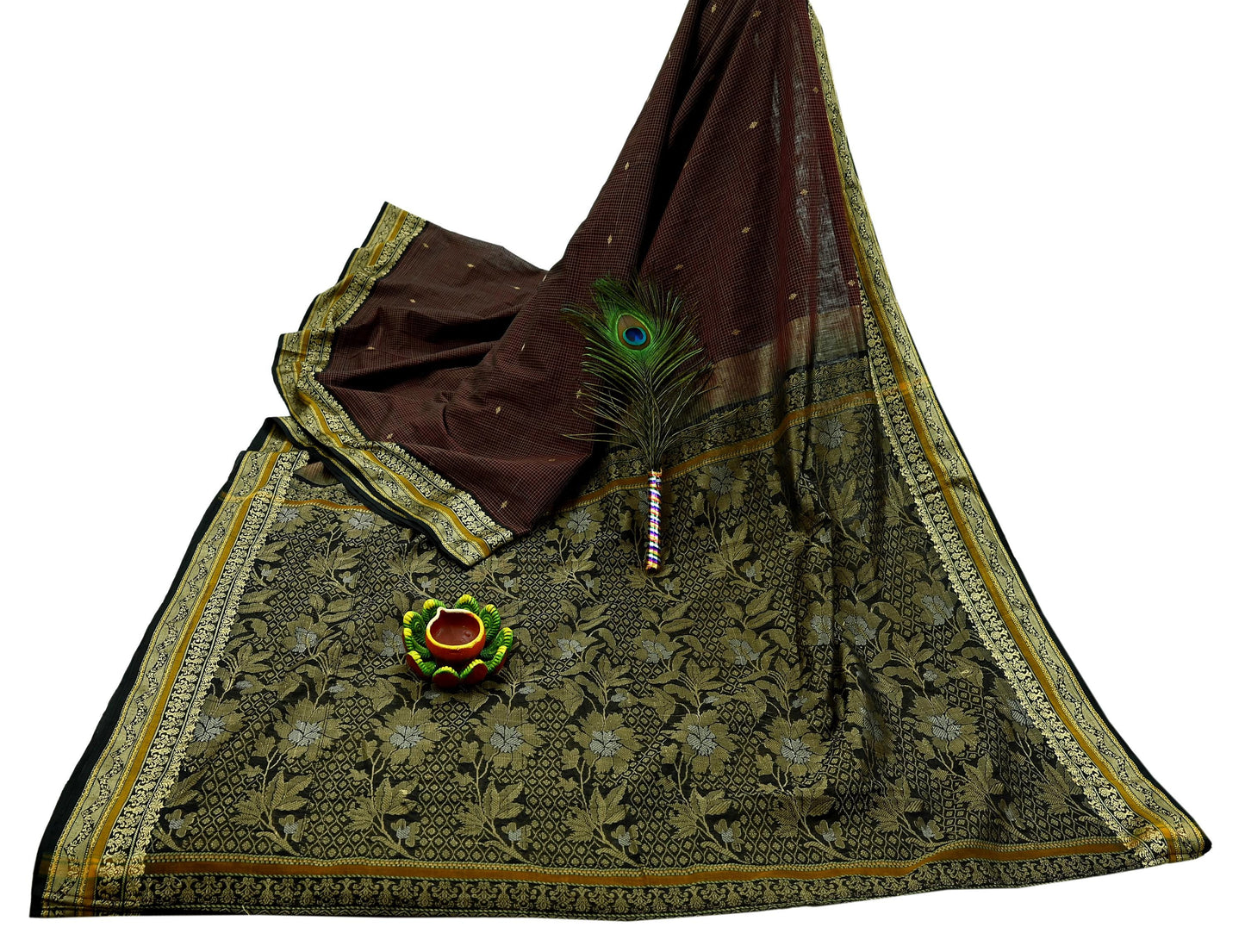 Indian Vintage Sari Pure Cotton Hand Woven Sarees Craft Fabric 5yd Ethnic Floral Crafting Upcycle Quilting Dress Making Quilting