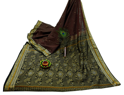Indian Vintage Sari Pure Cotton Hand Woven Sarees Craft Fabric 5yd Ethnic Floral Crafting Upcycle Quilting Dress Making Quilting