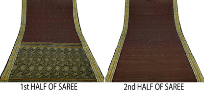Indian Vintage Sari Pure Cotton Hand Woven Sarees Craft Fabric 5yd Ethnic Floral Crafting Upcycle Quilting Dress Making Quilting