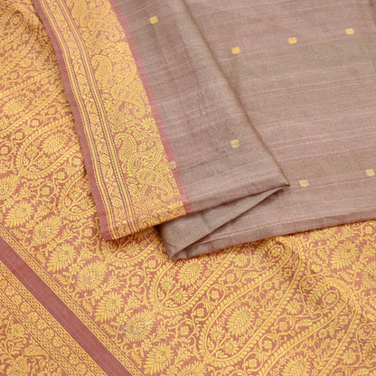 Indian Vintage Sari Brown 100% Pure Silk Hand Woven Sarees Craft Fabric 5Yd Ethnic Sewing Dress making Crafting Quilting Upcycle