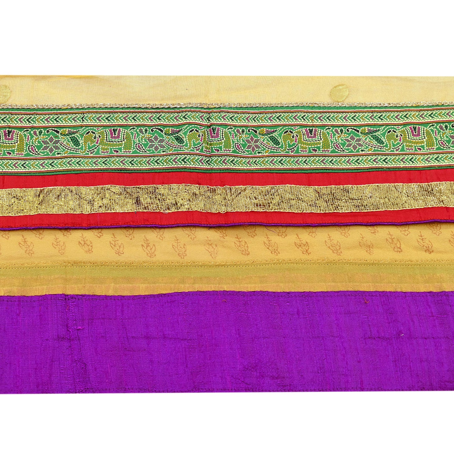 Indian Vintage Border Hand Embroidered 1yd Craft Trim Lace Sewing Ribbon Recycled Sari Border Brocade