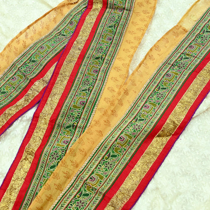 Indian Vintage Border Hand Embroidered 1yd Craft Trim Lace Sewing Ribbon Recycled Sari Border Brocade