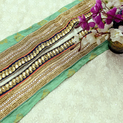 Indian Vintage Sari Border Hand Embroidered Craft Trim 1Yd Lace Sewing Sari Ribbon Pure silk  Zardozi/Dabka Zari