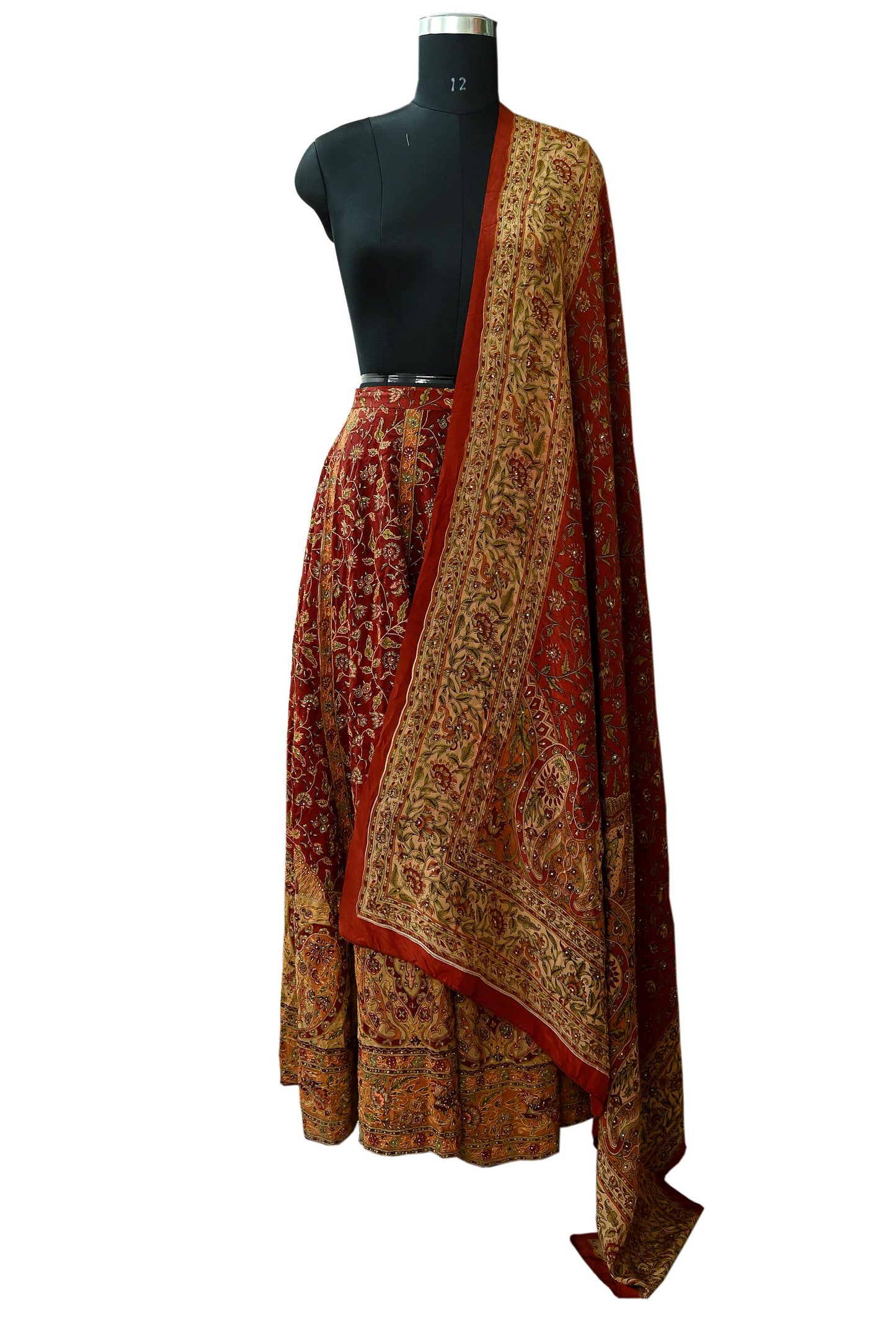 Indian Pre-owned Pure Silk Hand Embroidered Ritu Kumar Designer Lehenga And Dupatta Set Ethnic Bollywood Party Wear