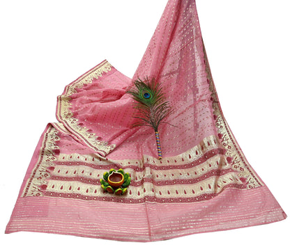 Indian Vintage Pink Heavy Sari Wedding  Pure Organza Silk Hand Woven Banarasi Sarees Zari 5Yd Ethnic Dress Making Crafting