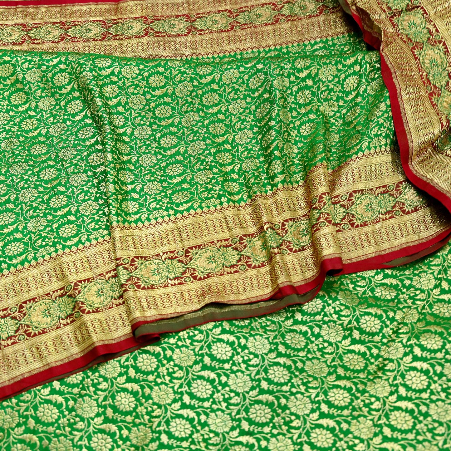 Indian Vintage Sari Heavy Wedding Pure Satin Silk Woven Banarasi Brocade Saree Zari 5Yd Dress Making Craft Fabric Upcycle Crafting