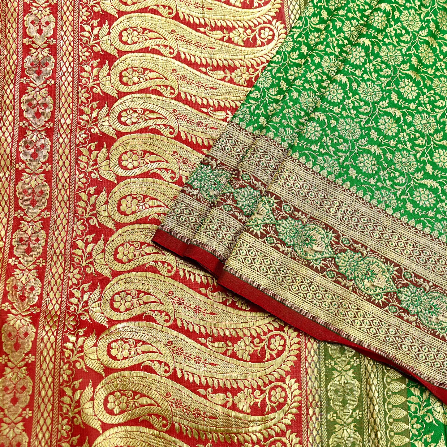 Indian Vintage Sari Heavy Wedding Pure Satin Silk Woven Banarasi Brocade Saree Zari 5Yd Dress Making Craft Fabric Upcycle Crafting