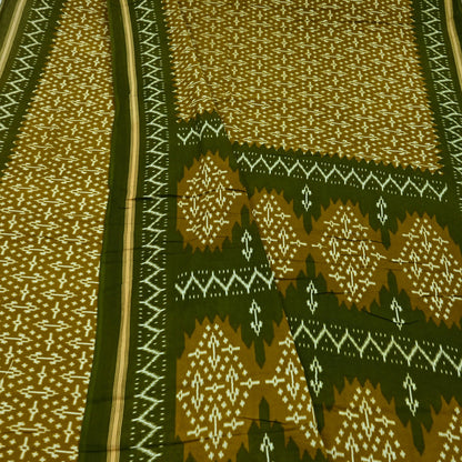 Indian Vintage Sari Green Printed Pure Cotton Saree Craft Fabric 5Yd Soft Sewing Sarong Wrap Boho Floral Dress making Crafting Quilting