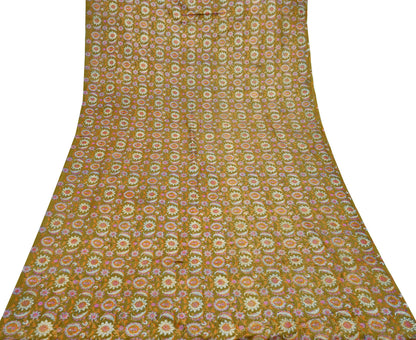 Indian Vintage Sari Green & Blue 100% Pure Silk Block Printed Sarees 5yd Sewing Craft Fabric Dress Making Wrap Crafting Quilting Upcycle