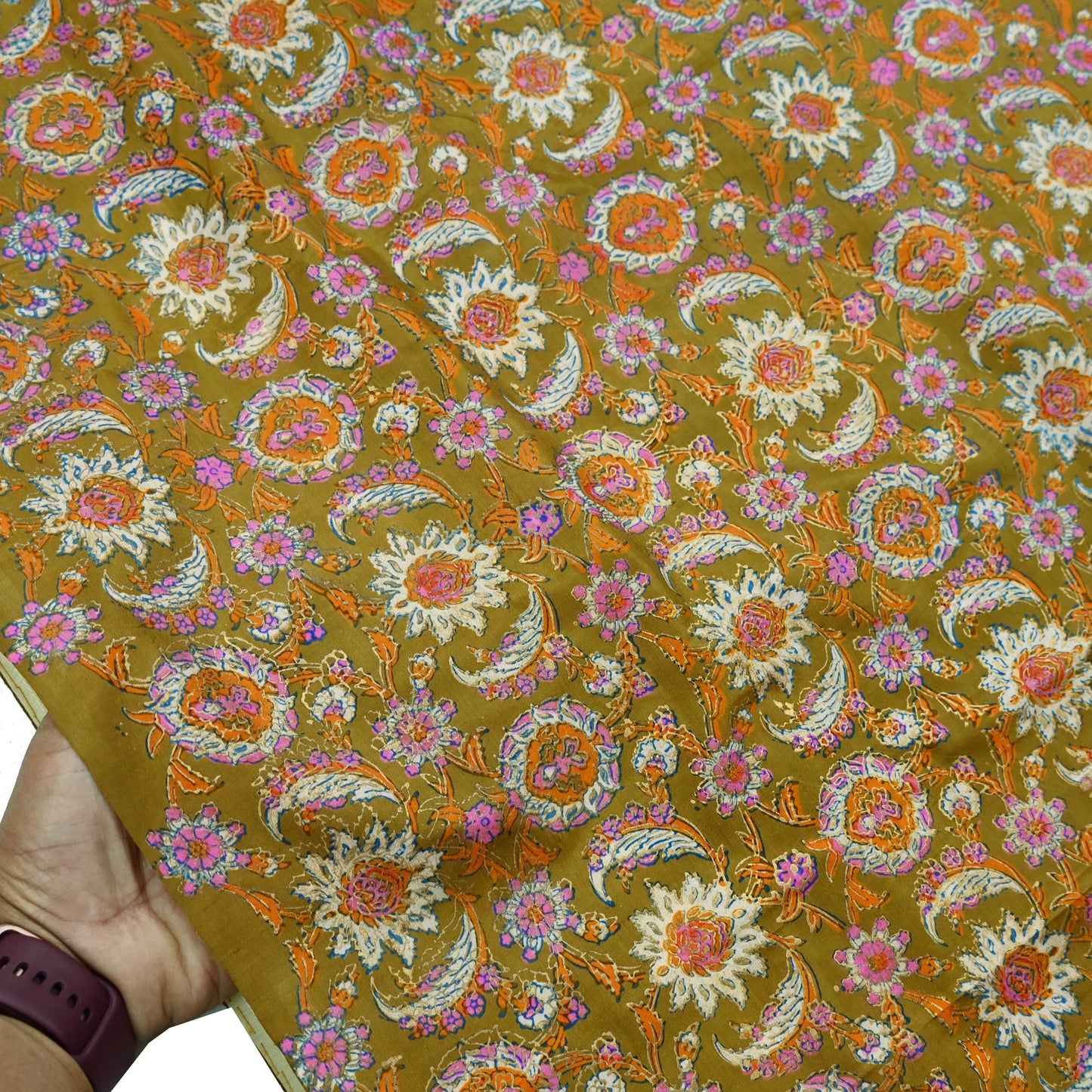 Indian Vintage Sari Green & Blue 100% Pure Silk Block Printed Sarees 5yd Sewing Craft Fabric Dress Making Wrap Crafting Quilting Upcycle