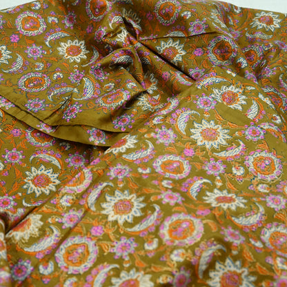 Indian Vintage Sari Green & Blue 100% Pure Silk Block Printed Sarees 5yd Sewing Craft Fabric Dress Making Wrap Crafting Quilting Upcycle