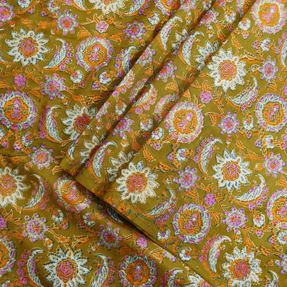 Indian Vintage Sari Green & Blue 100% Pure Silk Block Printed Sarees 5yd Sewing Craft Fabric Dress Making Wrap Crafting Quilting Upcycle