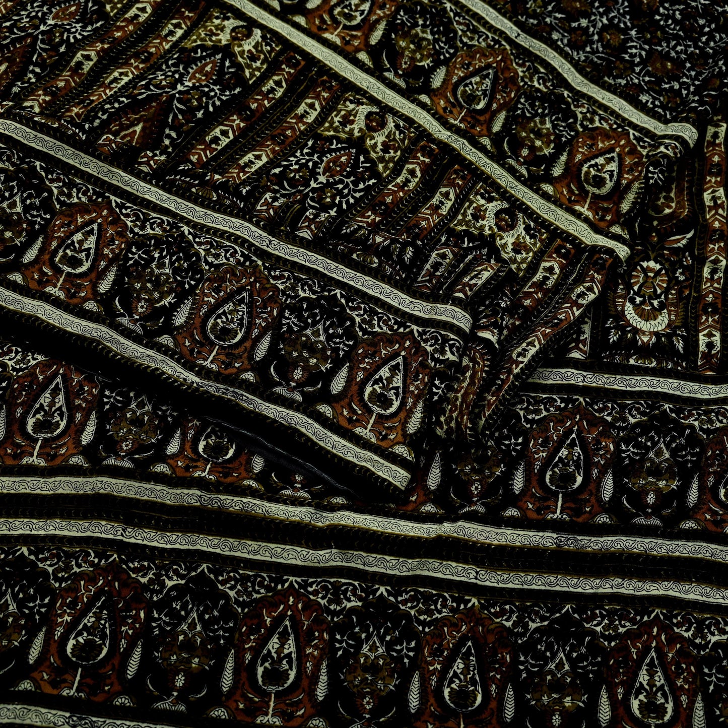 Indian Vintage Sari Black Pure Crepe Silk Block Printed Sarees 5yd Sewing Floral Soft Craft Fabric Wrap Dress making Crafting Quilting