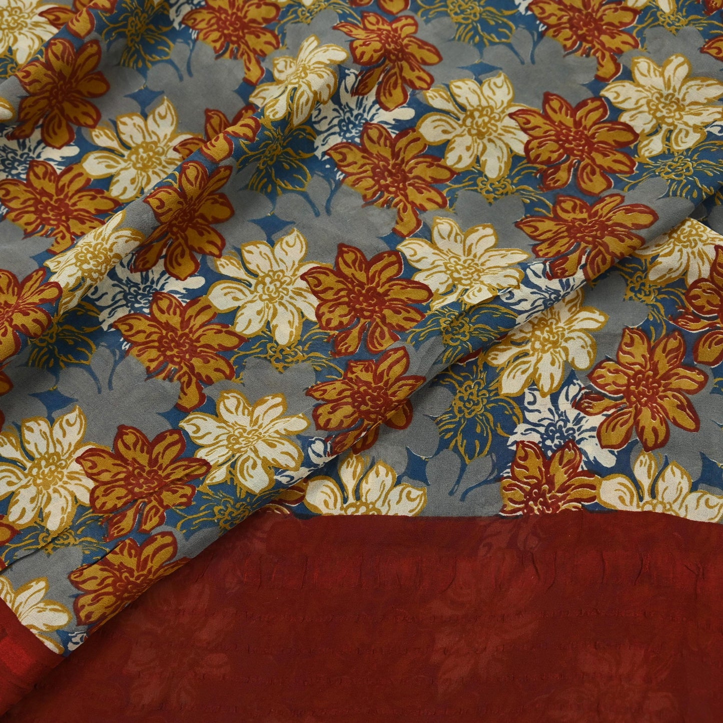 Indian Vintage Sari Beige Pure Georgette Silk Printed Sarees 5Yd Craft Fabric Sewing Quilting Dress making Crafting Quilting Upcycle