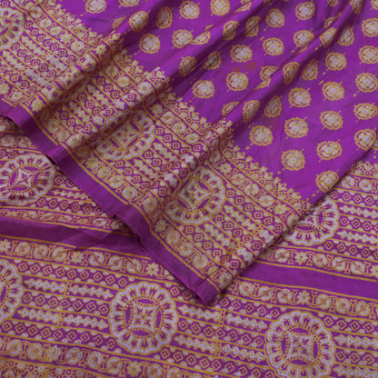 Indian Vintage Sari Purple 100% Pure Silk Printed Saree Fabric 5yd Sewing Craft Fabric DressMaking Soft Wrap Quilting Crafting Upcycle