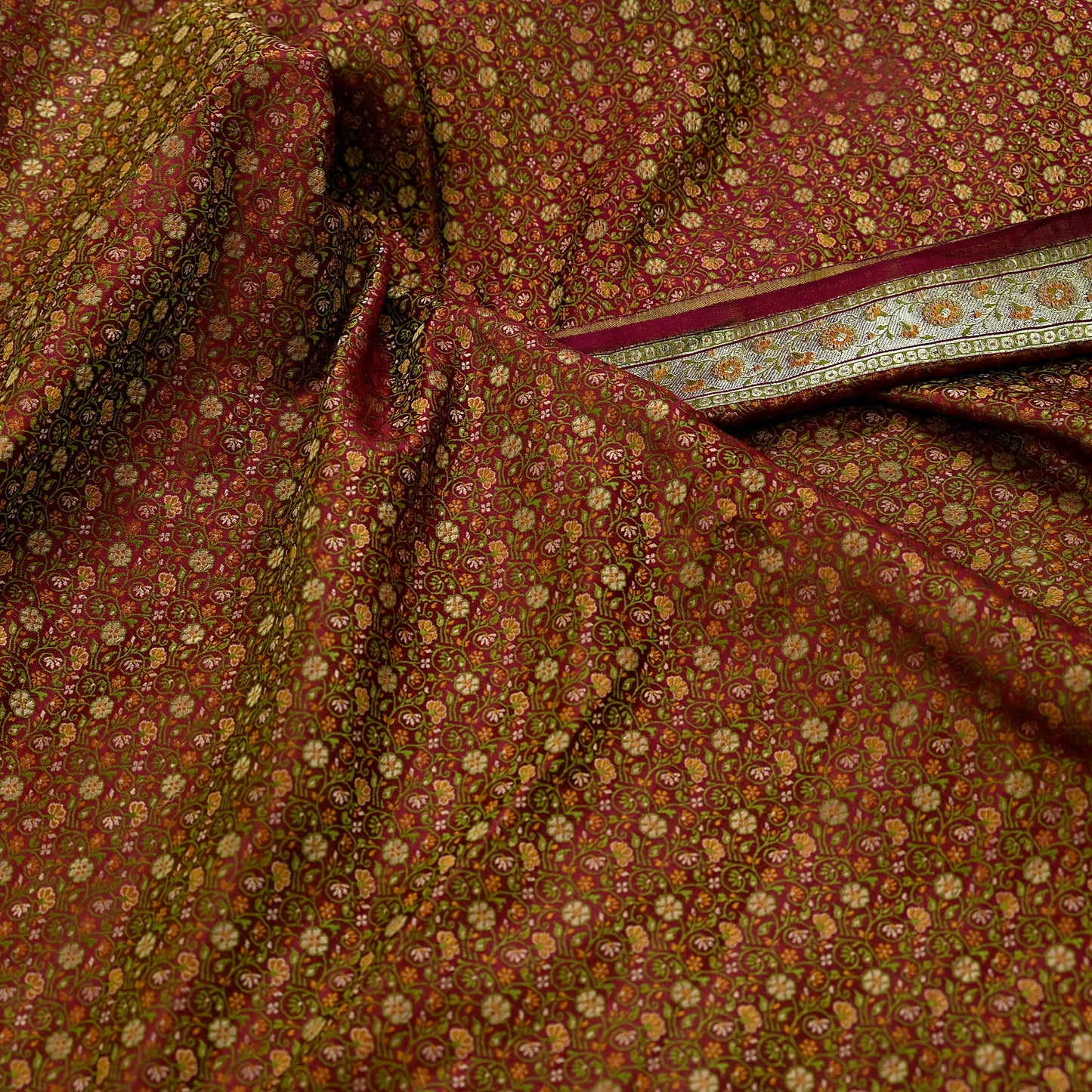 Indian Vintage Sari Maroon Heavy Wedding Pure Satin Silk Woven Banarasi Tanchoi Saree 5Yd Ethnic Craft Fabric Upcycle Bridal Heavy Sarees