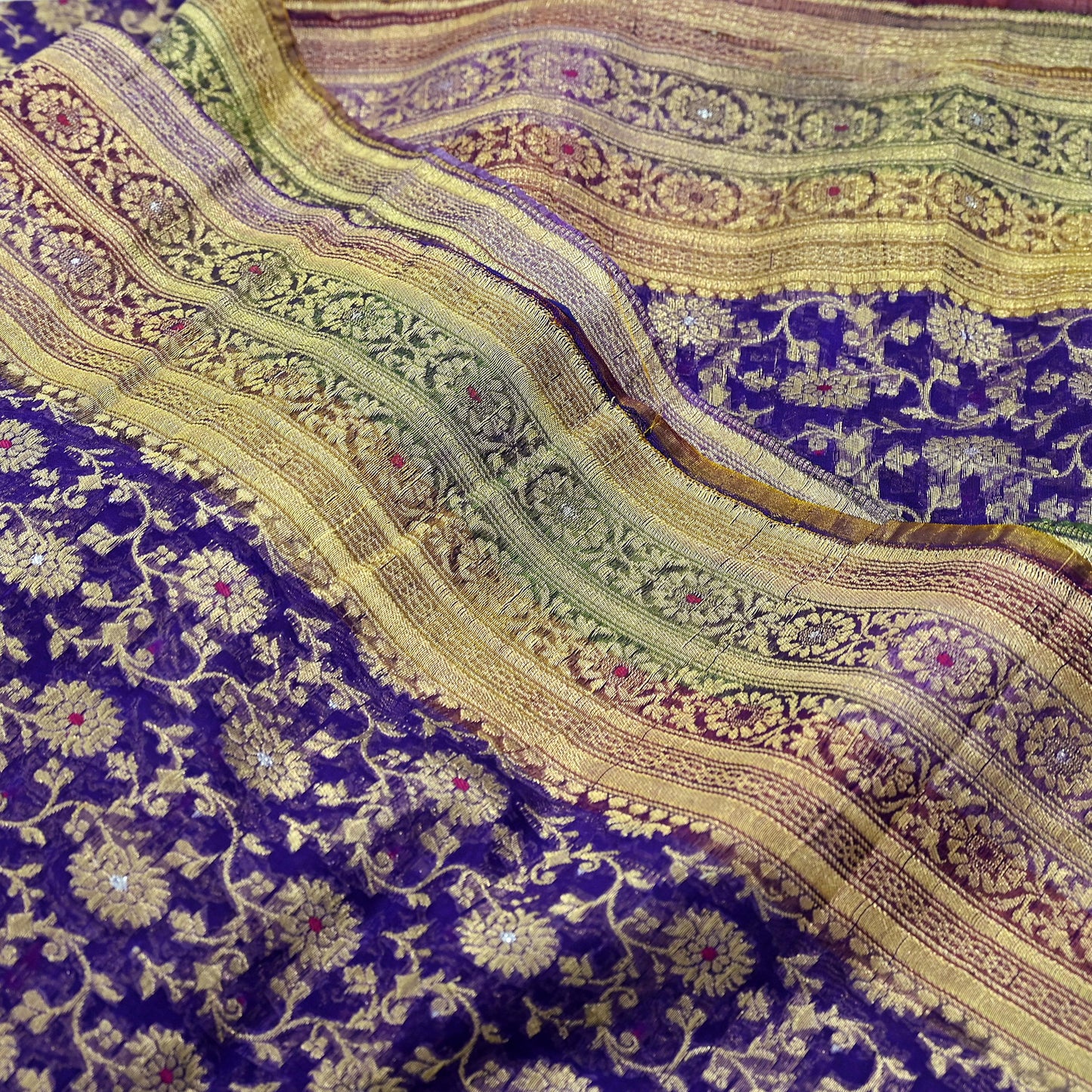 Indian Vintage Sari Heavy Purple Pure Organza Silk Woven Brocade Banarasi Sarees Zari 5Yd Ethnic Fabric Dress Making Wedding Sarees