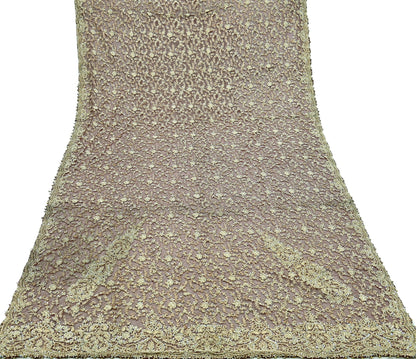Indian Vintage Heavy Wedding Maroon Dupatta Net Mesh Long Stole Hand Embroidered Scarves Golden Zardozi Zari Sequins Dridal Veil Hijab