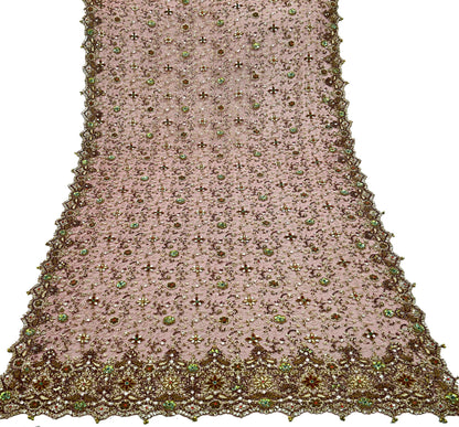 Indian Vintage Heavy Wedding Maroon Dupatta Net Mesh Long Stole Hand Embroidered Scarves Golden Zardozi Zari Sequins Dridal Veil Hijab