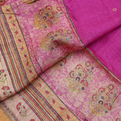 Indian Vintage Dupatta Pink & Saffron Long Stole Pure Silk Digital Printed Scarves Veil Hijab Wrap Scarf Boho