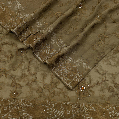Indian Vintage Dupatta Green Pure Georgette silk Long Stole Embroidered Scarves Stole Veil Wrap