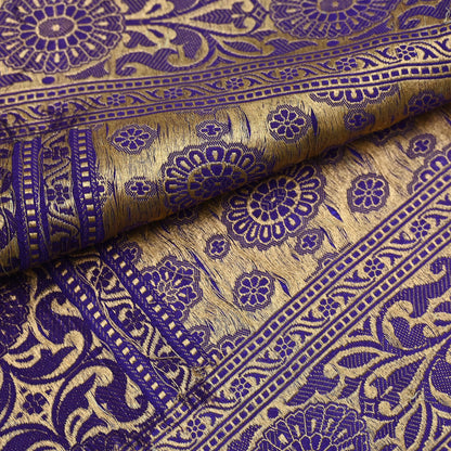 Indian Vintage Dupatta Purple Long Stole Pure Satin silk Woven Brocade Scarves Veil Scarf Wrap Hippie Boho Soft Floral Zari