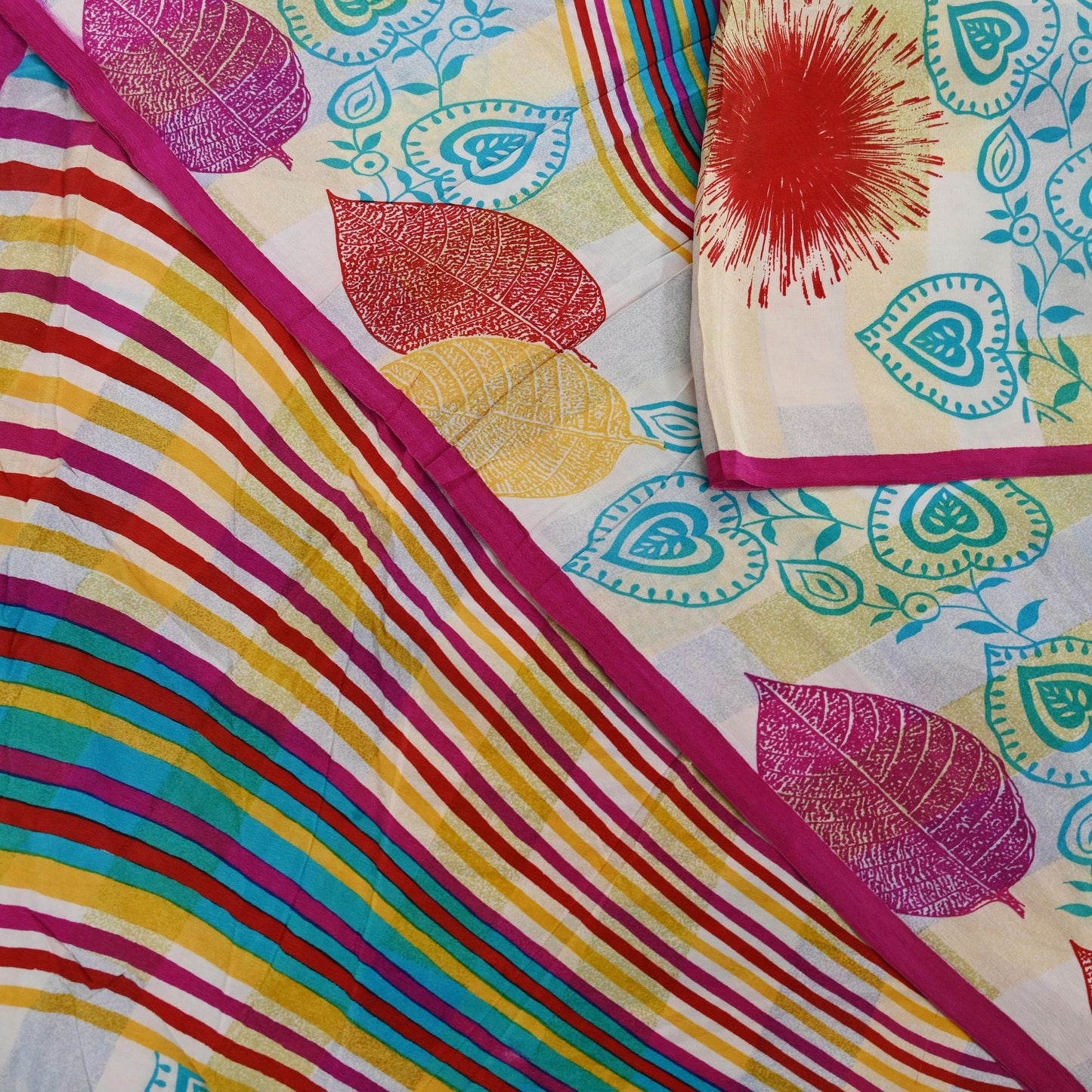 Indian Vintage Multi Saree Pure Crepe Silk Printed Sari Craft Fabric 5yd Sewing Floral Soft Wrap Crafting Quilting Dress making Upcycle