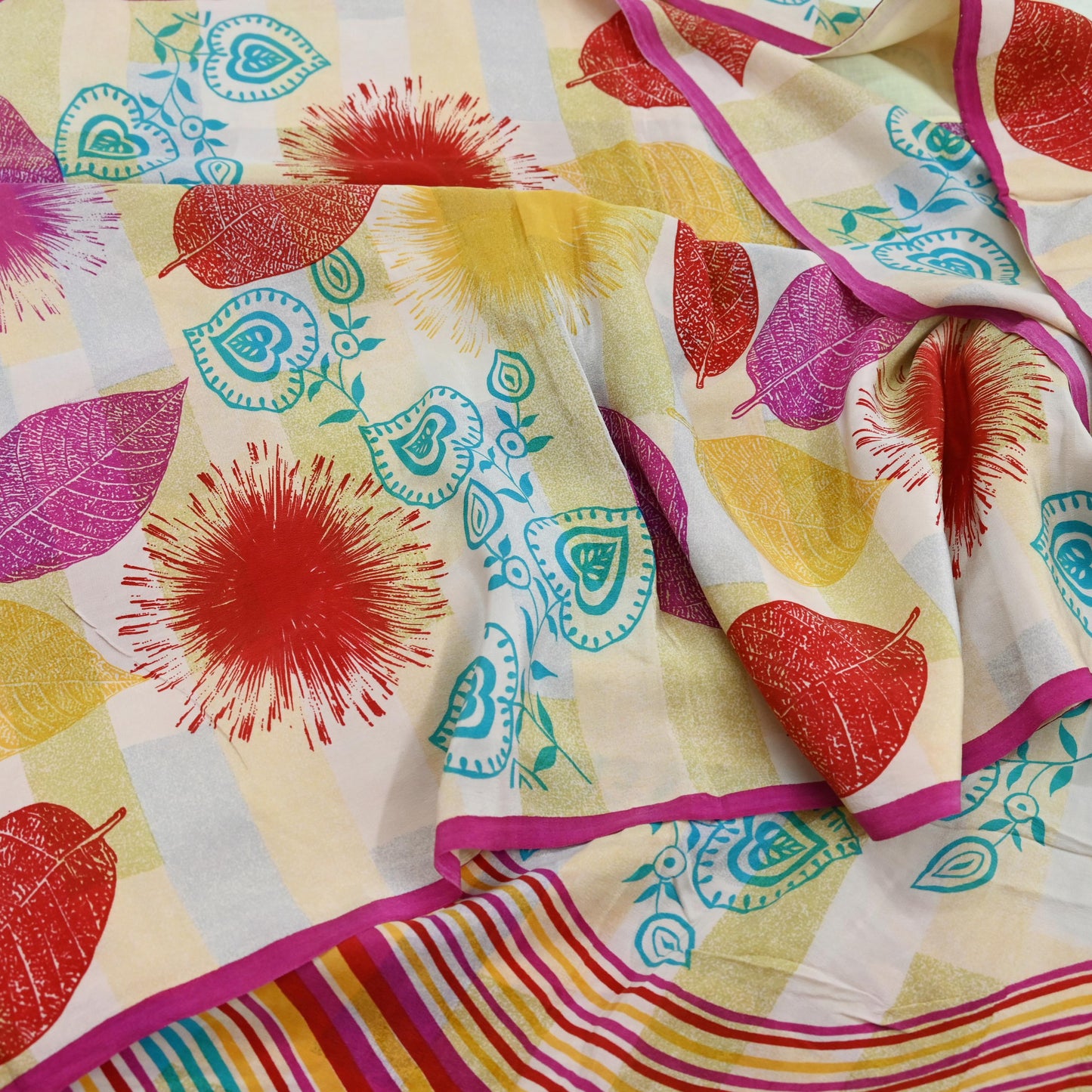 Indian Vintage Multi Saree Pure Crepe Silk Printed Sari Craft Fabric 5yd Sewing Floral Soft Wrap Crafting Quilting Dress making Upcycle